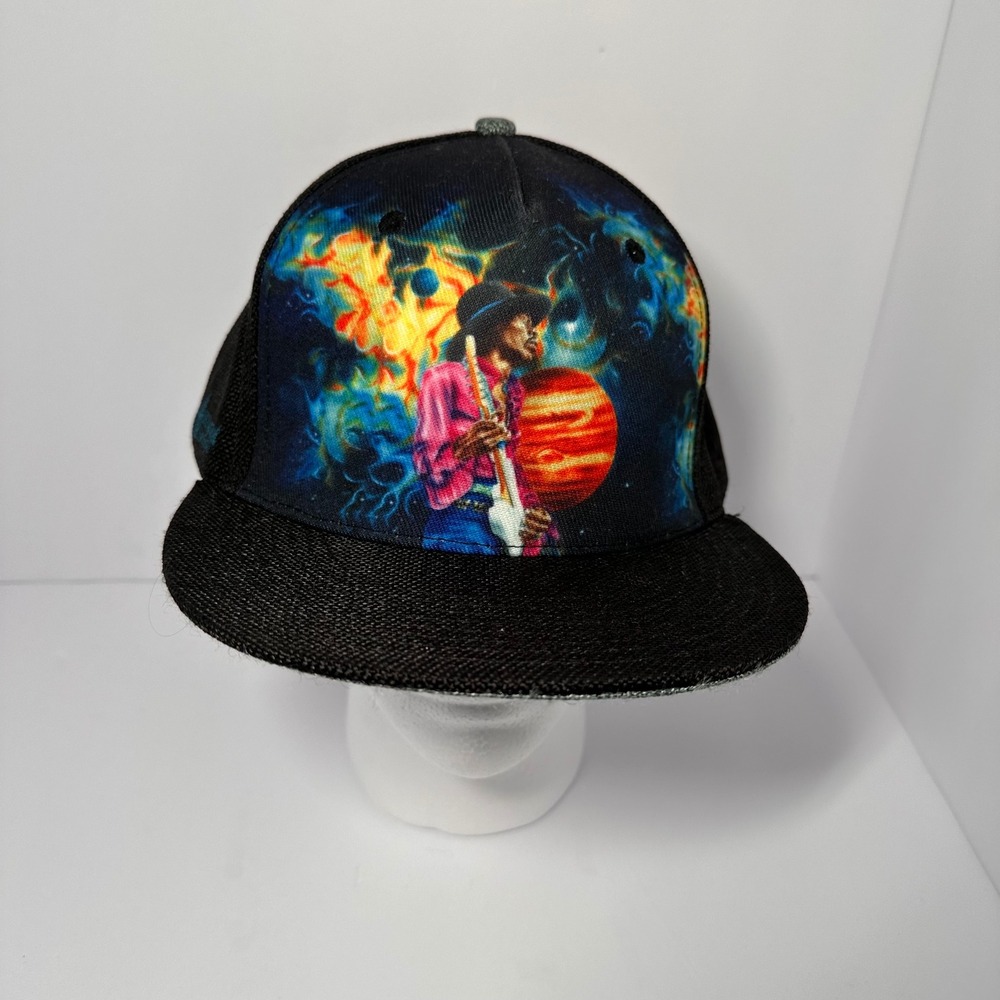 Grassroots California Jimi Hendrix Rockin Artwork Fitted Hat 7 3/4 Limited‎ Ed